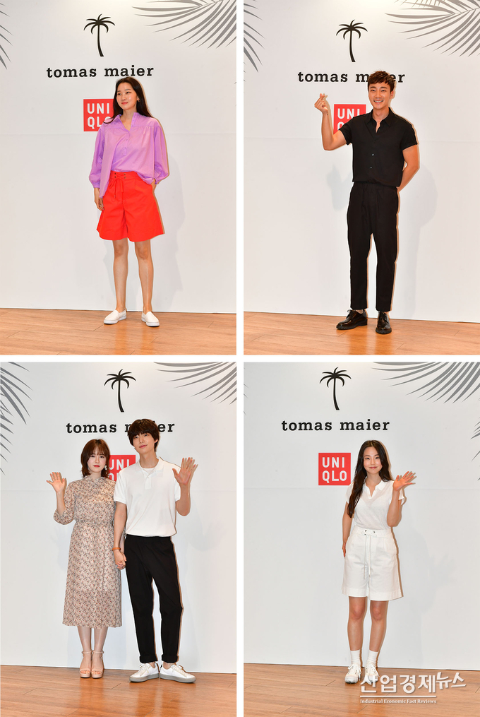 지난 31일 유니클로 글로벌 플래그십 스토어 명동중앙점에서 열린 리조트웨어 컬렉션 프리 런칭 이벤트 포토콜 행사에 유니클로 브랜드 모델로 활동하고 있는 모델 장윤주를 비롯해 배우 구혜선과 안재현 부부, 배우 안소희, 가수 로이킴이 참석했다. 사진 = 유니클로