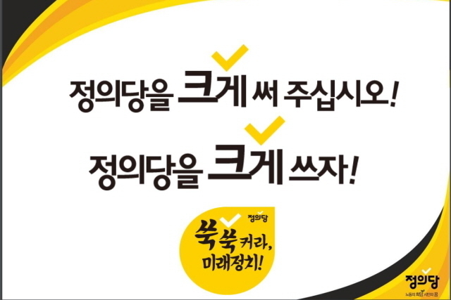 정의당이 정당지지율에서 한국당과 나란히 10%를 얻으며 야당 1위에 올랐다.이미지는 지난 총선 정의당 선거 포스터