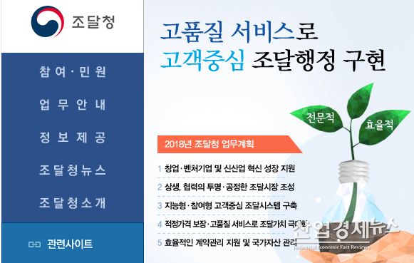 이미지 = 조달청 홈페이지