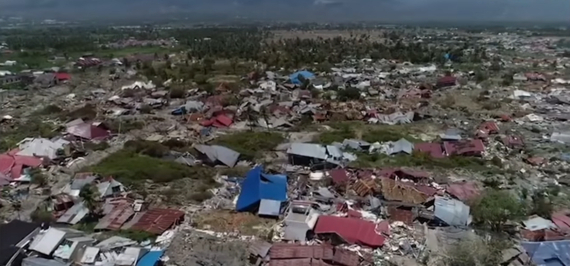 지반액상화로 마을이 쓸려내려간 후 모습