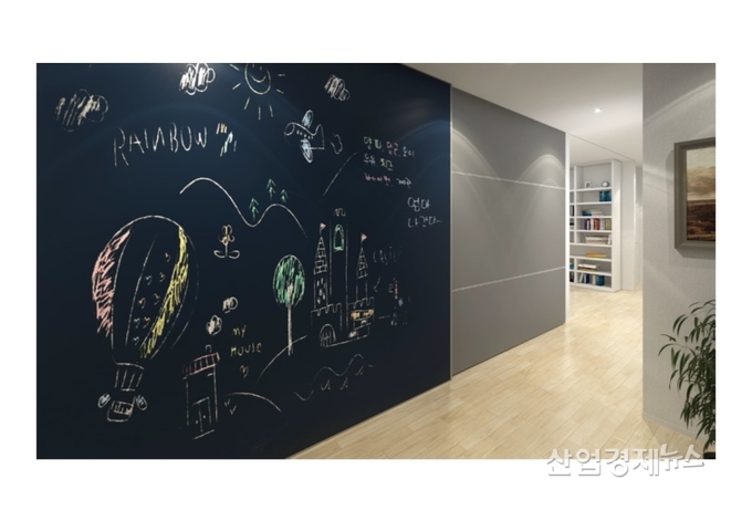 H 월을 닫았을 때, 벽의 바깥면을 대형 보드판으로 사용