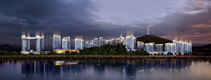 GS건설이 한남3구역에서 제시한 한남자이 더 헤리티지의 전체 외관 디자인 조감도