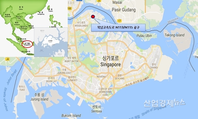싱가포르 북남 고속도로 공사 위치도