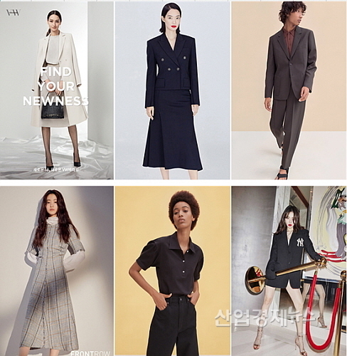 VW베라왕 / 미샤 / 유니클로(상단 좌측부터), 프론트로우 / 유니클로 / MLB(하단 좌측부터) 제품 연출 컷...출처:패션업계