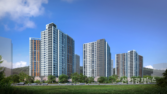 GS건설이 24일 DMC리버파크자이·DMC리버포레자이 견본주택을 오픈하고 동시분양에 들어갔다. 이미지는 DMC리버파크자이 투시도. 이미지=GS건설