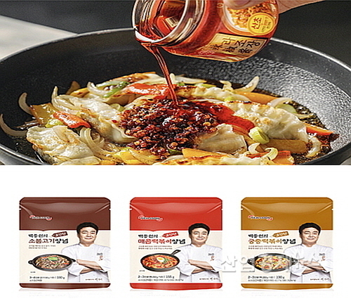 오뚜기 라조장 연출(위)컷 및 백종원 소스 이미지...각사 제공