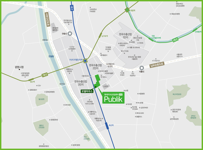 현대지식산업센터 가산 퍼블릭 위치도