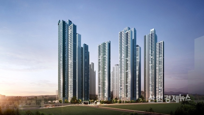 최고 47층으로 건설되는 '김해 푸르지오 하이엔드' 투시도. 이미지=대우건설