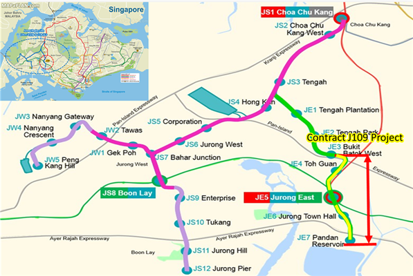 싱가포르 주롱도시철도공사 위치도
