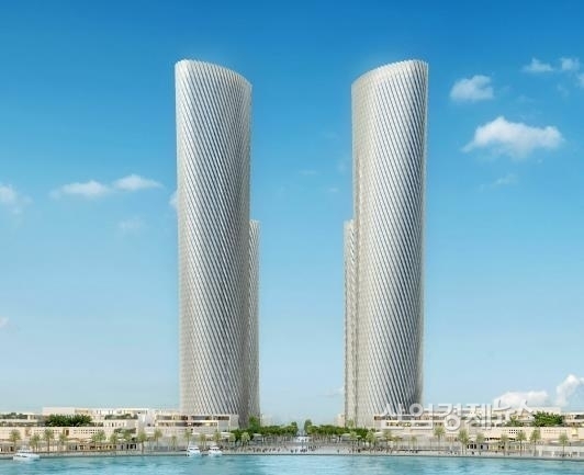 현대건설이 새해 첫날 해외수주 포문을 연 카타르 루사일 프라자 타워 투시도. 사진=현대건설