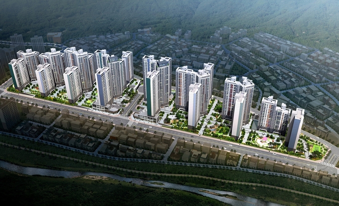 내년 주택공급 포문을 열게 될 '수성 더 팰리스 푸르지오 더샵' 조감도. 이미지=대우건설