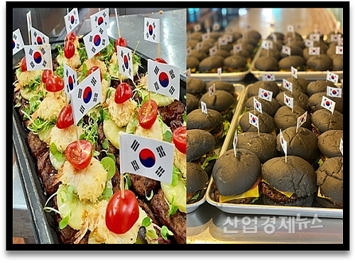 현충일 급식 ‘함박스테이크’(좌)와 6·25 ‘밀리터리 버거’(우) 모습...CJ프레시웨이 제공