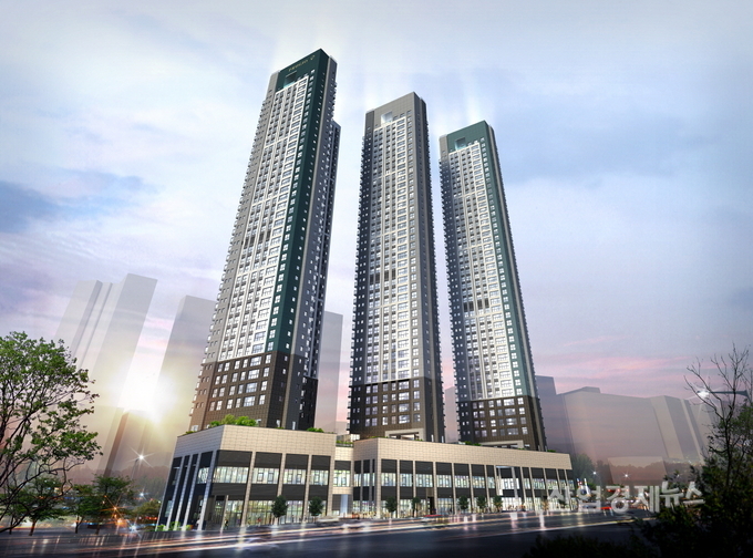 문수로 푸르지오 어반피스 야경투시도. 이미지=대우건설