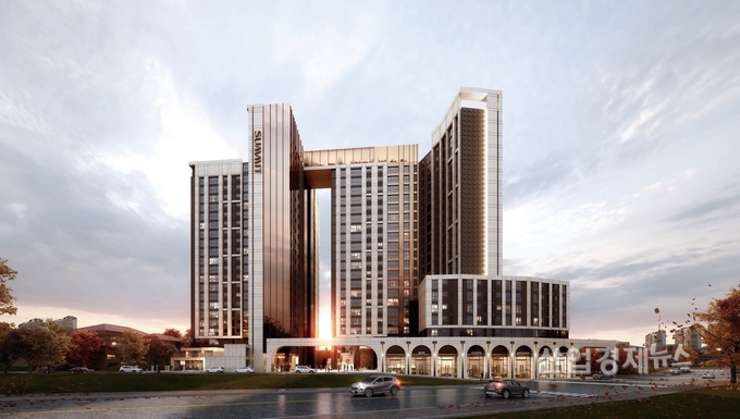 대우건설이 서초아남아파트 소규모재건축사업에 제안한 ‘서초 써밋 엘리제’ 단지 투시도. 이미지=대우건설