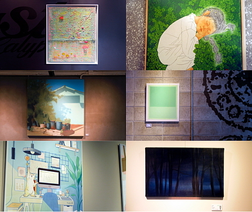 [左측 상단부터) 김소정 '너를 꿈꾸다', 이이영 'Pinch-out, 토이아치 ‘우리집 멍냥이와 나' / 右 (위에서부터) 감영주 '童想利夢_아이와 같이 이로운 꿈', 양운철 'c ; before spring, winter’, 박정애 '심연산책’ 모음 컷..<사진=탐앤탐스 제공>