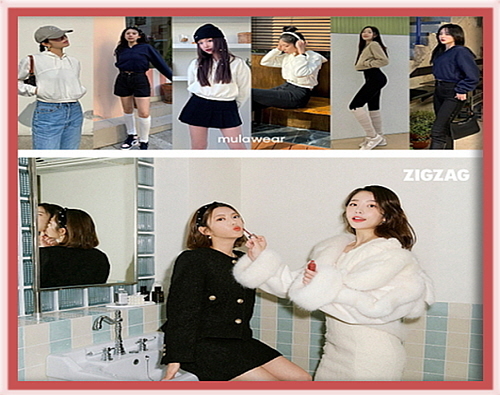 뮬라웨어 스타일 가이더 2기(위), 지그재그 성해은, 박나언 스타일링(아래) 컷...<사진=각사 제공>