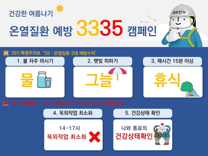 대우건설 ‘건강한 여름나기 온열질환 예방 3335캠페인’ 포스터