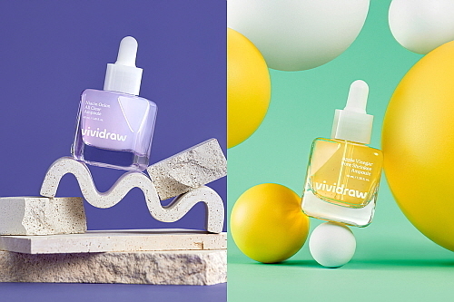 나이아신 어니언 올 클리어 앰플(좌), 애플 비니거 포어 슈링키 앰플(우)..<사진=비비드로우 제공>