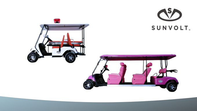 특수목적용 카트. 왼쪽부터 응급구조카트, 의전용 리무진 카트. 사진=썬볼트