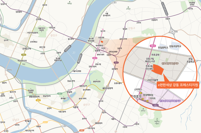 ‘e편한세상 강동 프레스티지원’ 위치도