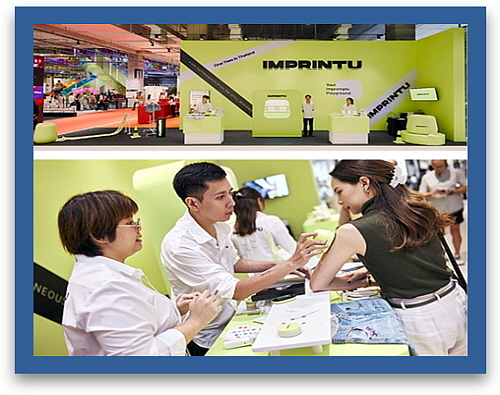 팝업스토어 전경(상) 및 임프린투 체험 모습...<사진=LG생활건강 제공>