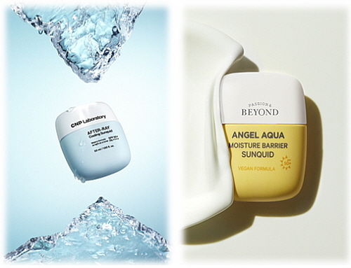 CNP(좌), 비욘드(우) 선크림 제품 연출 컷...<사진=LG생활건강 제공>