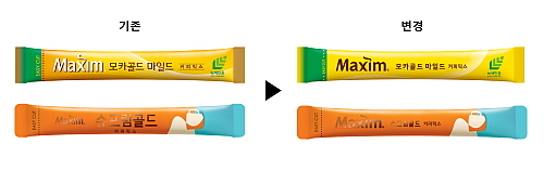 친환경 패키지 도입 전후 제품 비교 사진...<사진=동서식품 제공>