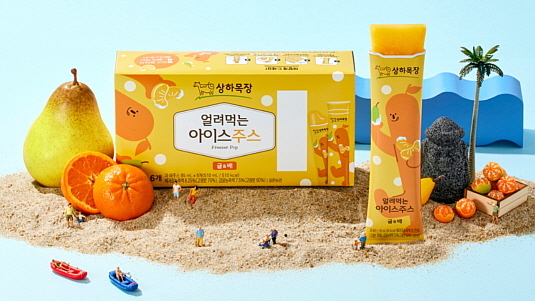 상하목장 얼려먹는 아이스주스 귤&배 연출컷...<출처 : 매일유업>