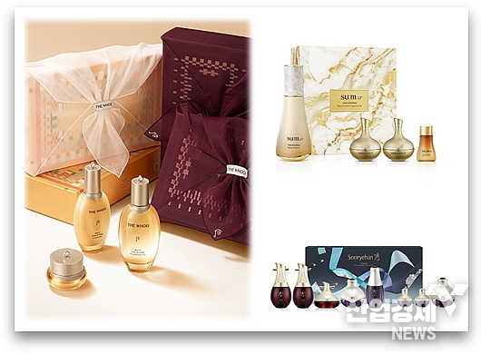 (좌측 상단부터) 더후, ‘숨37°’, 수려한 선물 세트...<사진=LG생활건강 제공>