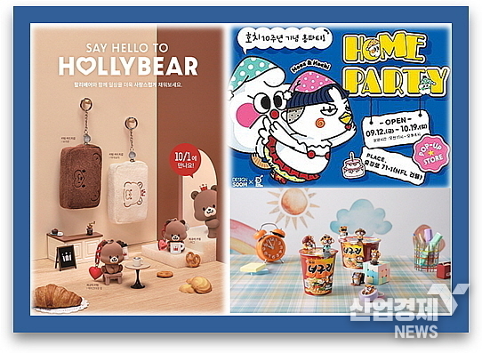 자체 개발 캐릭터 모음 컷...<사진 좌측 부터 시계 방향으로 할리스, 삼양식품, 농심 제공>