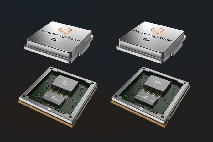 한화시스템이 개발할 트랜시버 우주반도체의 예상 분해도 형상 이미지...<사진=한화시스템 제공>