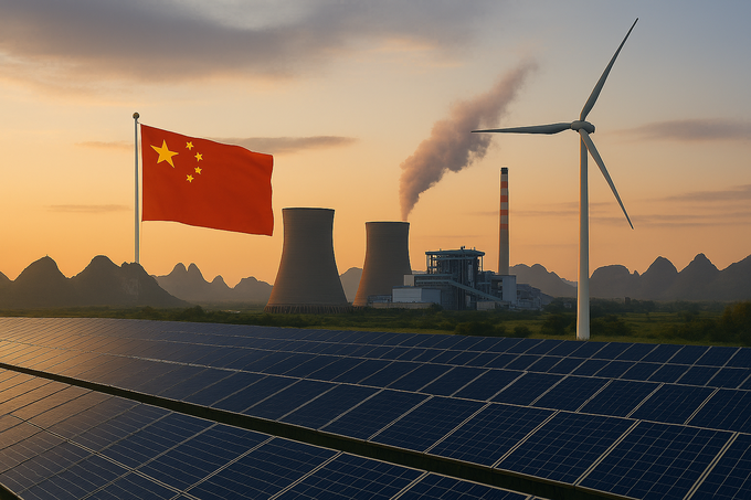 재생에너지 발전량 확대에 진심인 중국의 화력발전이 10년 만에 감소하며 자국의 에너지 전환이 순조로움을 입증하고 있다. 사진은 AI 생성 이미지.